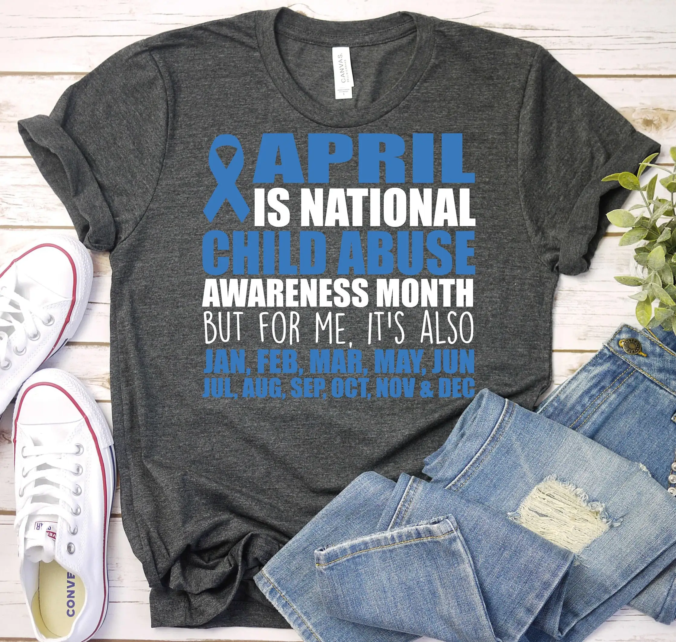 Child Abuse Awareness T Shirt Social Worker Month Blue Ribbon Stop Prevention