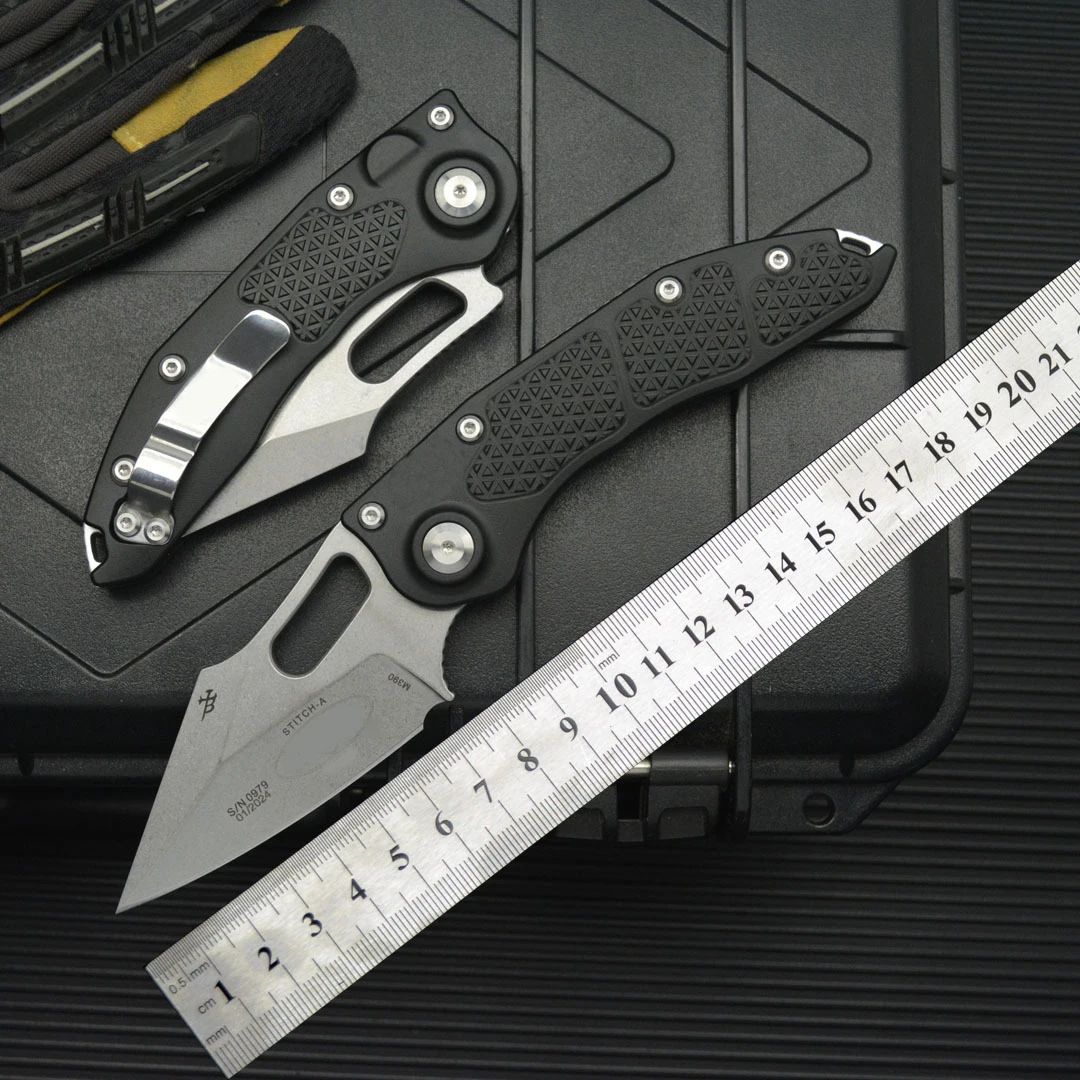 New MT Stitch-R Carbon Fiber / G10 Ball Bearing Mark M390MK Blade Hunting Fish EDC Tool Folding Camping Pocket Knife