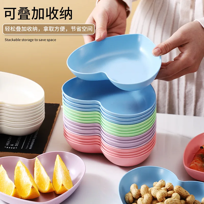 

Kitchen Set 6pcs Save Space Small Dish Food Grade Classification Table Smooth Heart Parttern Fruit Dish Multi-function No Fading