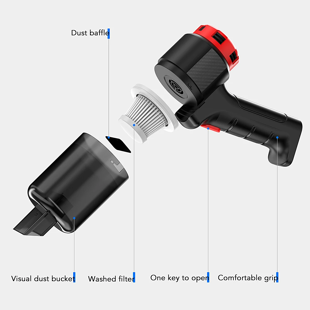 Carsun – Mini aspirateur de voiture à main sans fil, pour maison et voiture, double usage, avec batterie intégrée