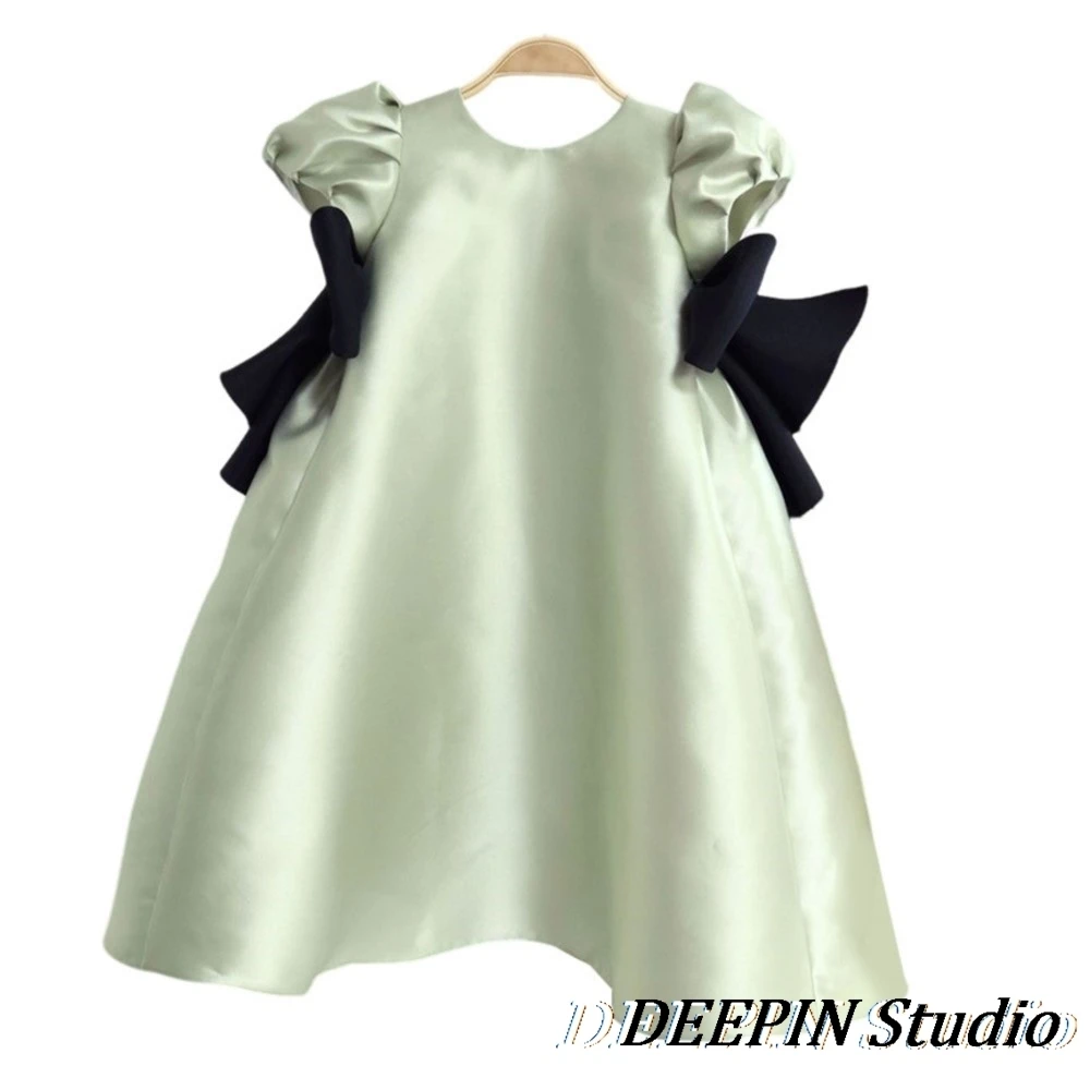 2024 New Eid al-Fitr Girl\'s Dress Princess Dress Summer New Satin Bow Designer handmade styles Children\'s Birthday Party Dresses