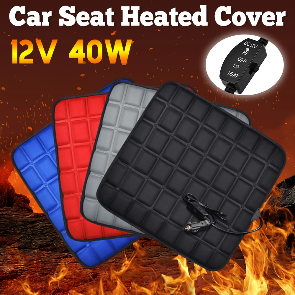 

12V Car Seat Heated Cover 3 Gear Adjustable Temperature Universal Car Seat Heater 40W USB Heated Winter Car Seat Heating Pad