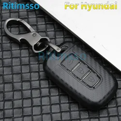 Carbon fiber ABS Key Case Cover For Hyundai Solaris HB20 Veloster SR IX35 Accent Elantra i30 For KIA RIO K2 K3 Sportage