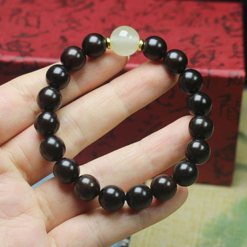 

Ebony 10mm with luminous , Buddhist bead bracelet, couple's jewelry, wooden prayer beads