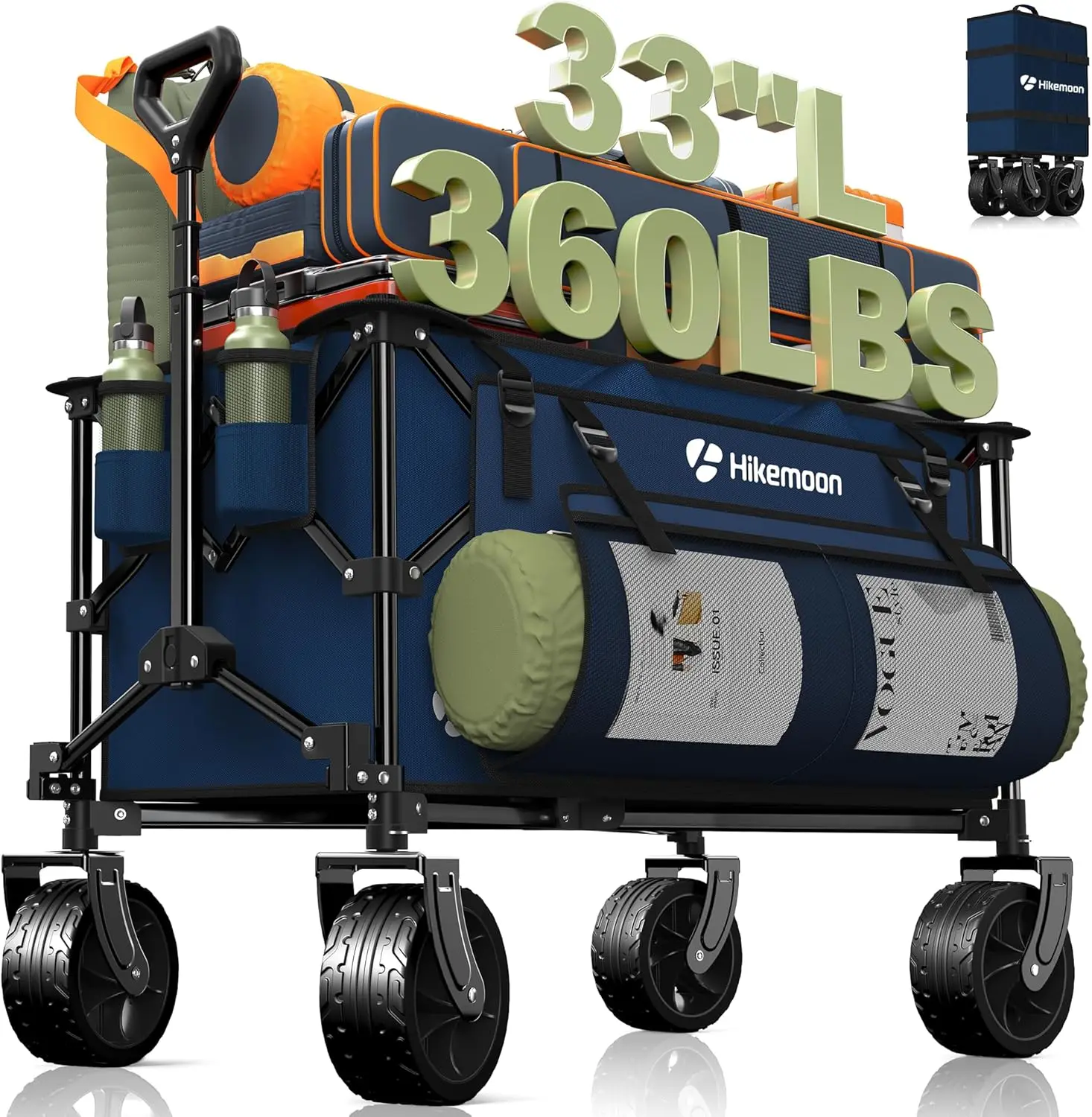 

150L Foldable Wagon Cart with All-Terrain Wheels, 360LBS Capacity for Beach, Grocery & Outdoor Use