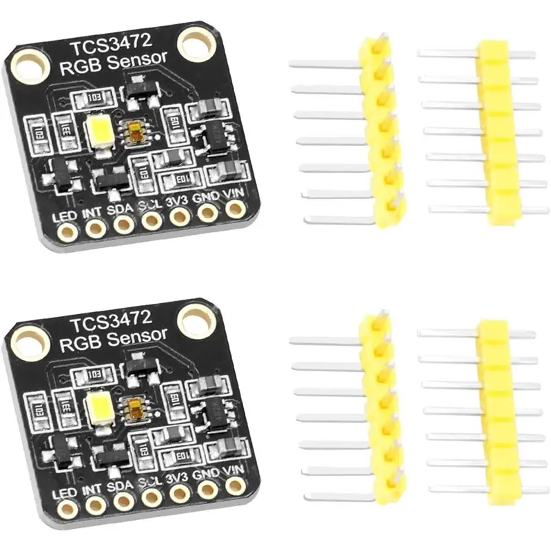 

2 шт. модуля датчика света RGB TCS-34725, фотоэлектрический датчик обнаружения цвета, модуль определения цвета