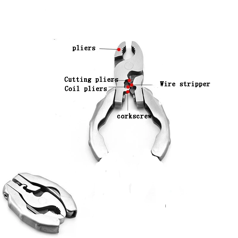 Multifunktionales Mini-EDC-Werkzeug, Rundkopfzange, Outdoor-Camping-Gadget, Mehrzweck-Kombination, tragbares Werkzeug, Schrauben, 9-in-1 – Detail 6