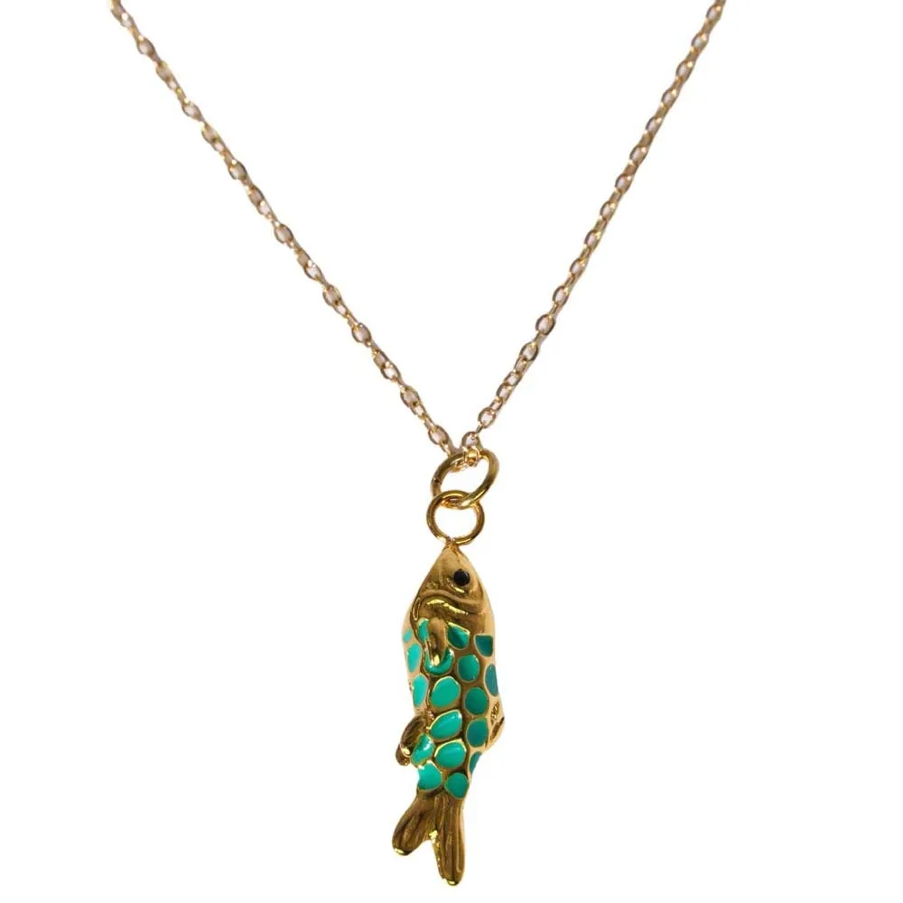 

Movable Plated Enamel Fish Choker Ocean Style Waterproof Enamel Koi Neck Pendant 3D Creative Mini Metal Carp Necklace Women