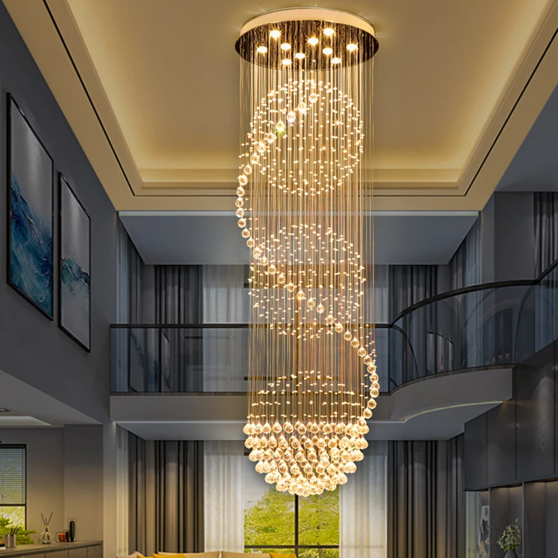 Modern Floor-To-Ceiling Spherical LED Chandeliers Decorate The Crystal Chandeliers In The Living Room, Dining Room And Hotel