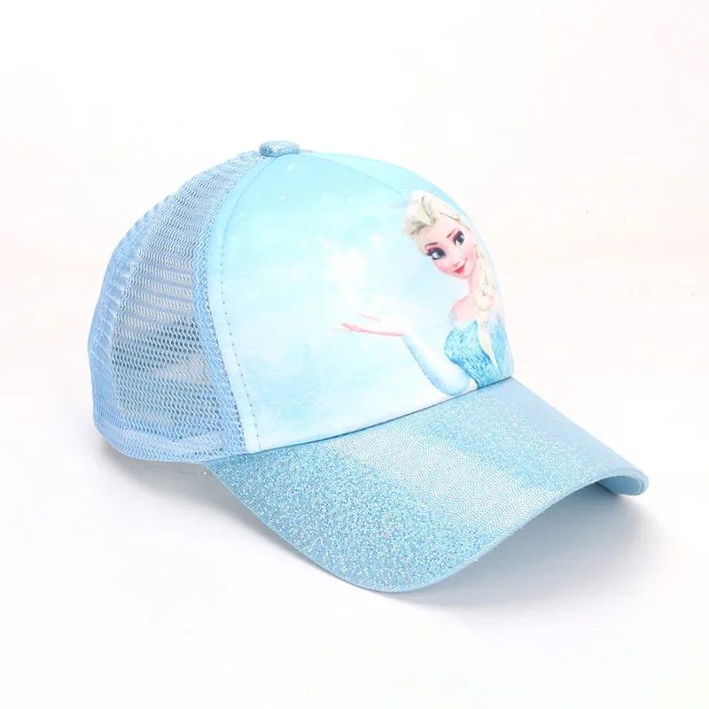 Disney Frozen Elsa Princess Children\'s Baseball Cap for Girls Hats Sunscreen Hat Cute Cartoon Breathable Mesh Surface Kids Caps