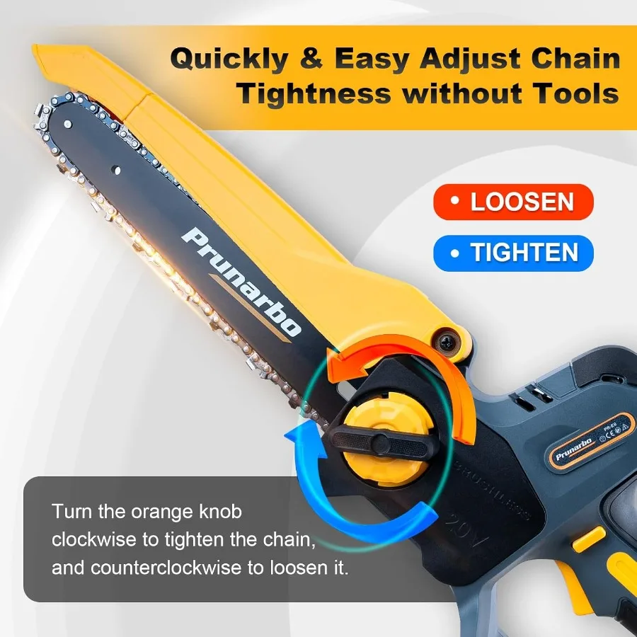 8 Inch Cordless Hand-held Electric Chain Saw with Auto Oiler for Efficient Tree Trimming and Wood Cutting Compatible with  18V