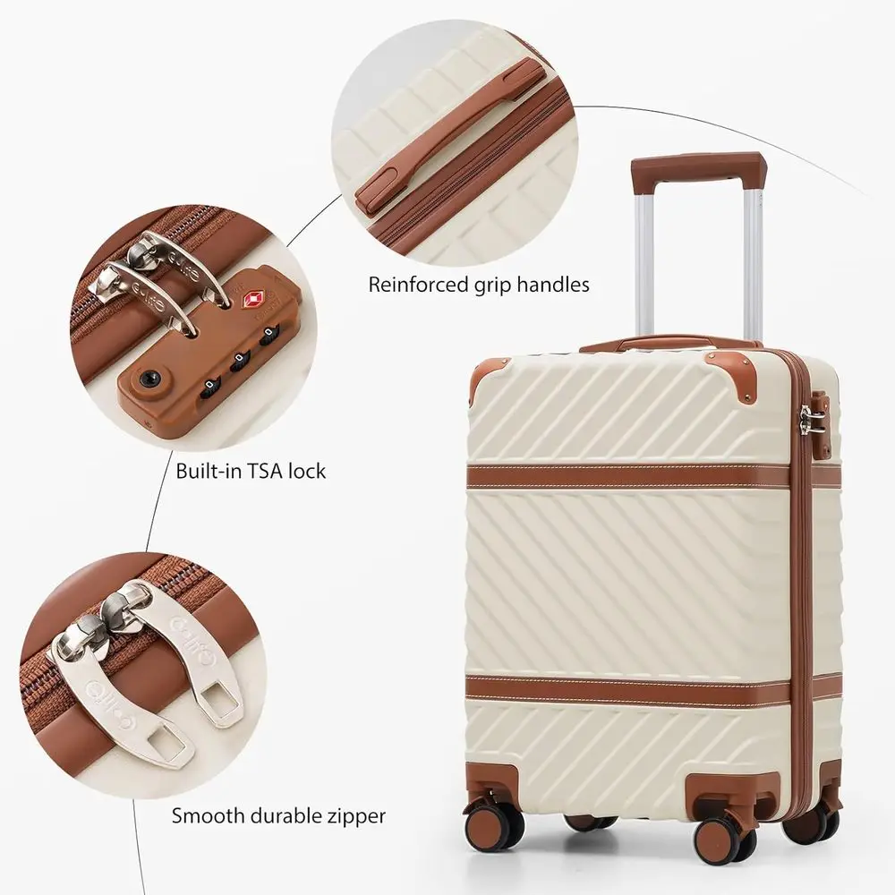 Compact Hardshell Spinner Suitcase with TSA Lock, Telescopic Handle for Carry-On Travel