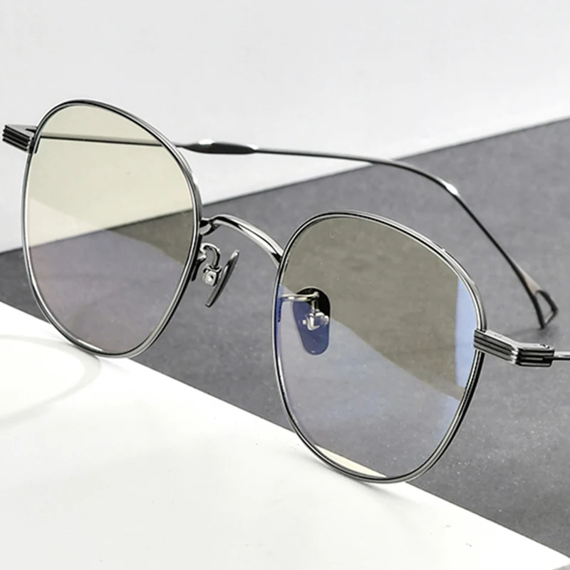 FONEX Computer Anti Blue Light Blocking Glasses Women Vintage Square Titanium Eyeglasses Men Ultralight Japanese Eyewear AB8554