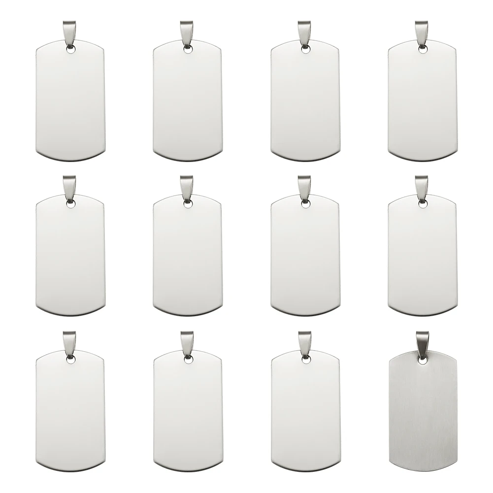 

50pcs 201 Stainless Steel Rectangle Blank Stamping Tag Pendants with Snap on Bail Supplies for DIY Jewelry Necklace Making