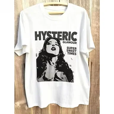 2026 New Y2K Aesthetic Retro Hysteric Glamour 90s Charcoal Graphic Pattern High-Quality Comfortable Casual Unisex Summer T-Shirt