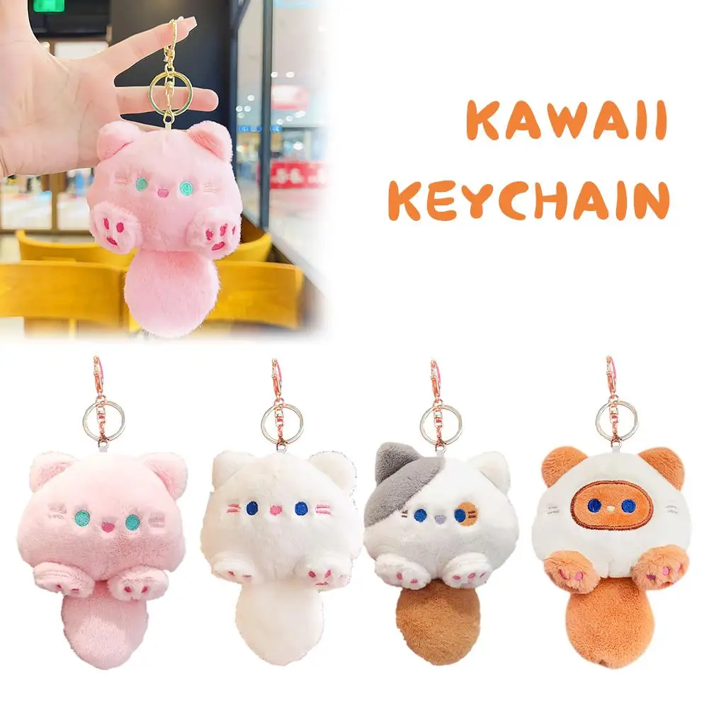 

Kawaii Cute Cat Keychain With Sound Cartoon Stuffed Cat Keychain Little Plush Toys Pendant Doll Kids Funny Plush Bag Animal O0K7