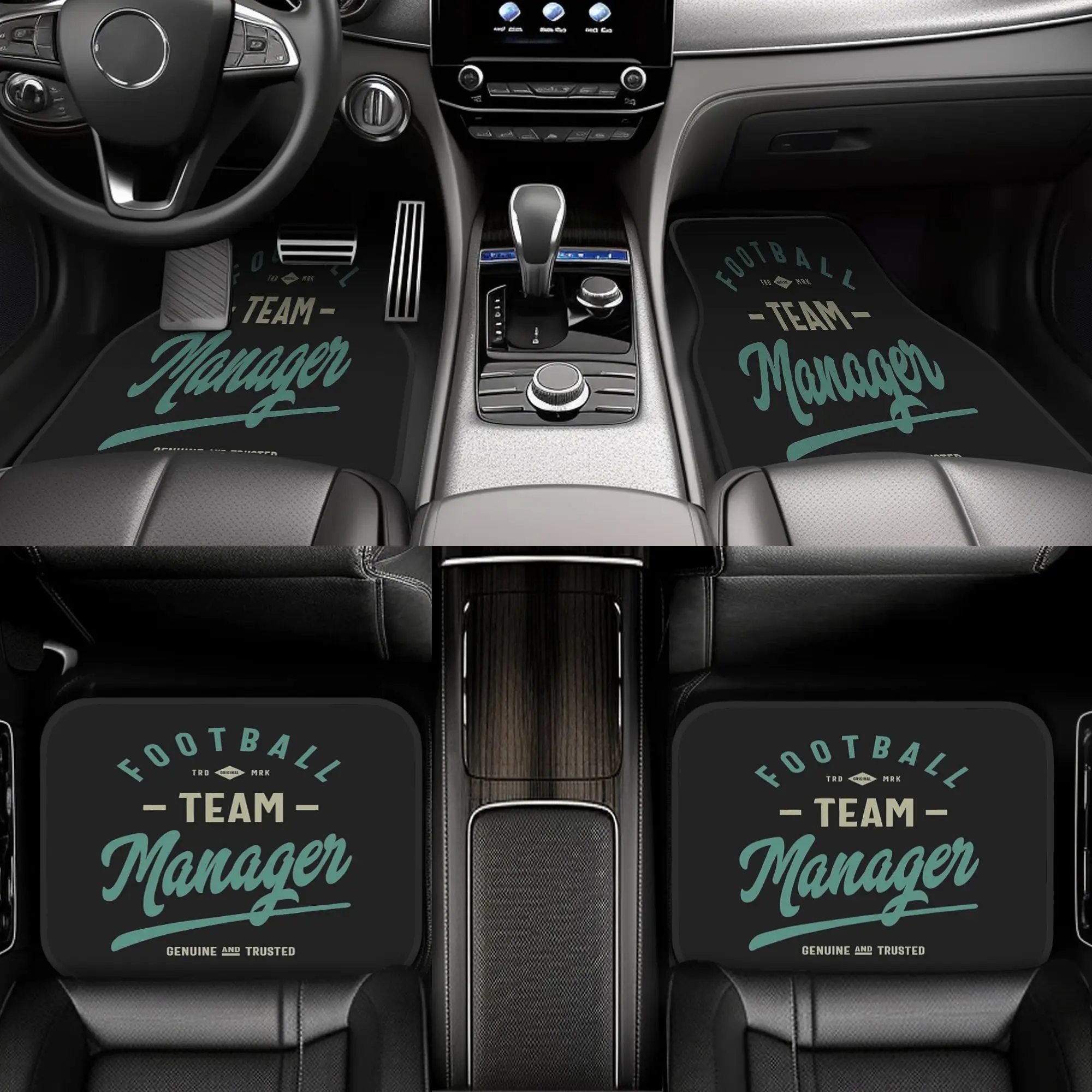 4pcs Football Team Manager Pillow Car Floor Mats, Durable, Fit For Cars, Ideal Gift, Vehicle Interior Mats, Playful Design, Dura