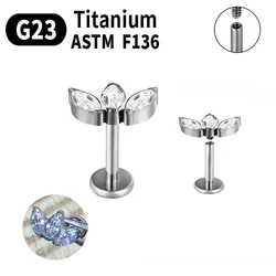 G23 F136 Titanium Ear Piercing Earring Studs Lobe Zircon Labret Lip Ear Cartilage Ear Nail Earrings For Women 16G Body Jewelry