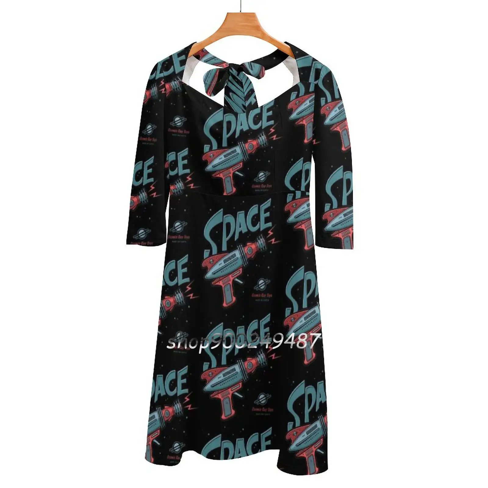 

Defend The Earth Square Neck Dress Cute Loose Print Dresses Elegant Beach Party Dress Defend The Earth Defend Earth Space Toy