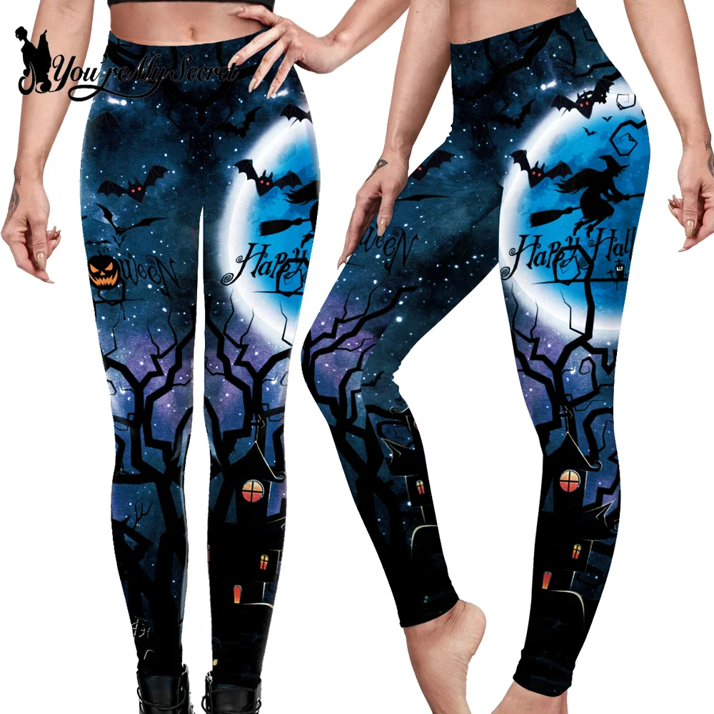 [You\'re My Secret] Women Skull Printed High Waist Stretch Pants Leggings Halloween Carnival Party Cosplay Costume Fancy Dress