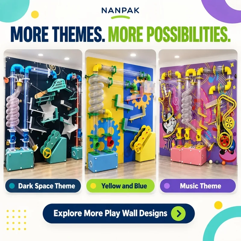 Bright Interactive Ball Game Machine Sensory Wall Tube Toy Ball Wall Board Science Center Children's Indoor Playground Equipment