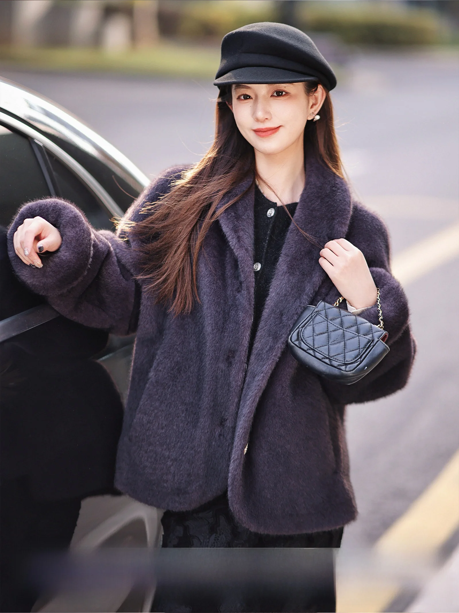 

Экологичное пальто свободного кроя с эффектом похудения, простое, элегантное, с мехом, легко ухаживать за ним, устойчиво к деформации, с длинными рукавами