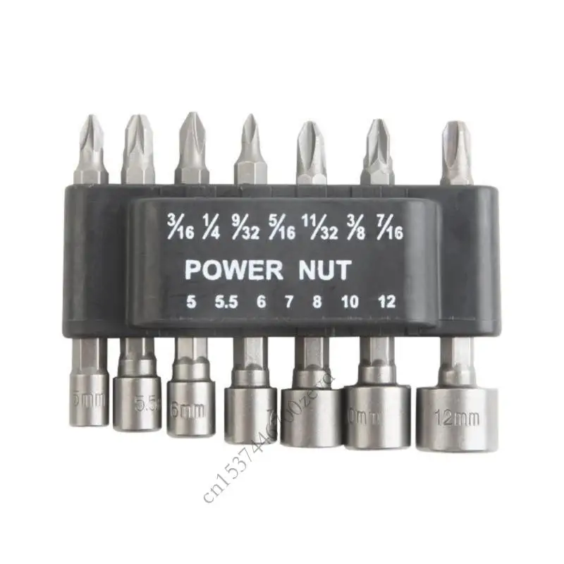 

7Pcs Hexagonal Shank Power Nut Driver Drill Bit Set Socket Bit Adapter Tool P9YB