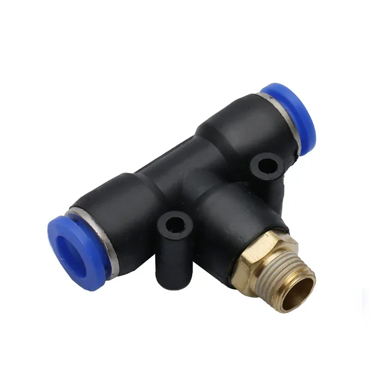 50/100/500 Pcs PB External Thread Tee Joint PB Air Connector Fitting T Shape Tee 4/6/8/10/12mm Hose Pipe 1/8