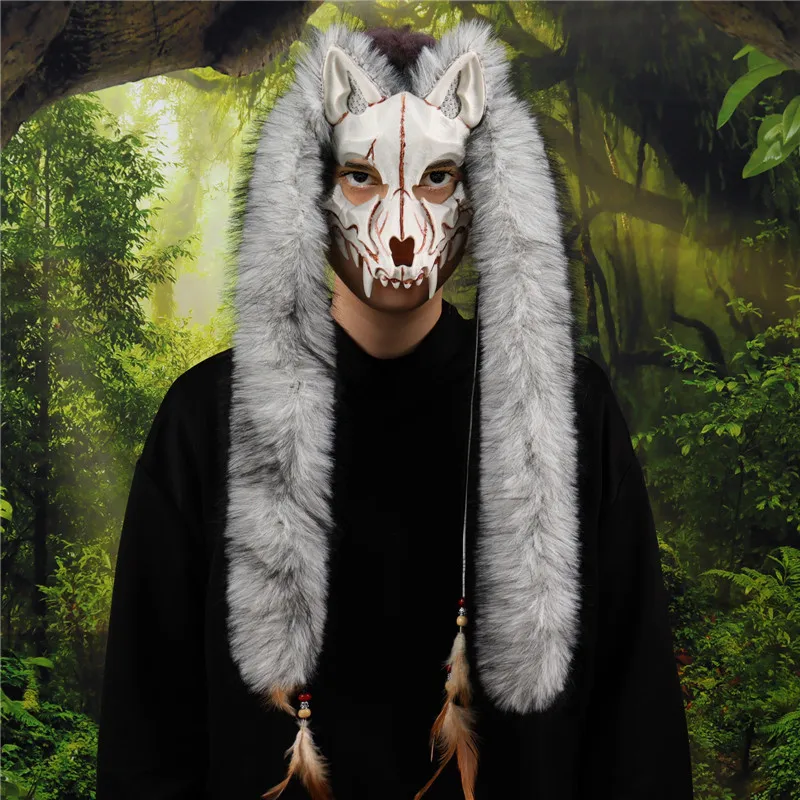 Langharige COS Weerwolf Masker voor Halloween Cosplay Party Props Kids Gift Vos Masker Cosplay Rollenspel Horror Maskers Kostuums