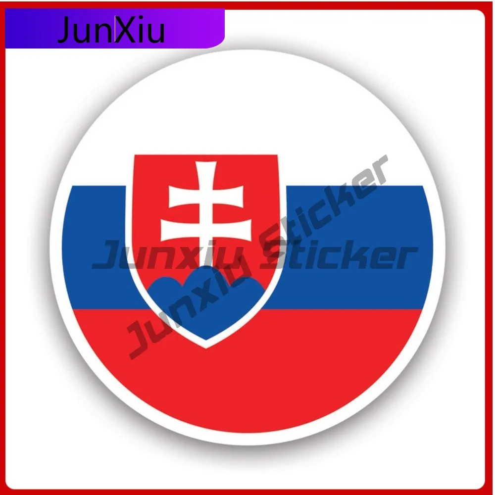 Round Slovak Flag Sticker Creative Decals State Flag Patriotic Car Sticker Vinyl Decal Waterproof Durable Color Lasting For Car