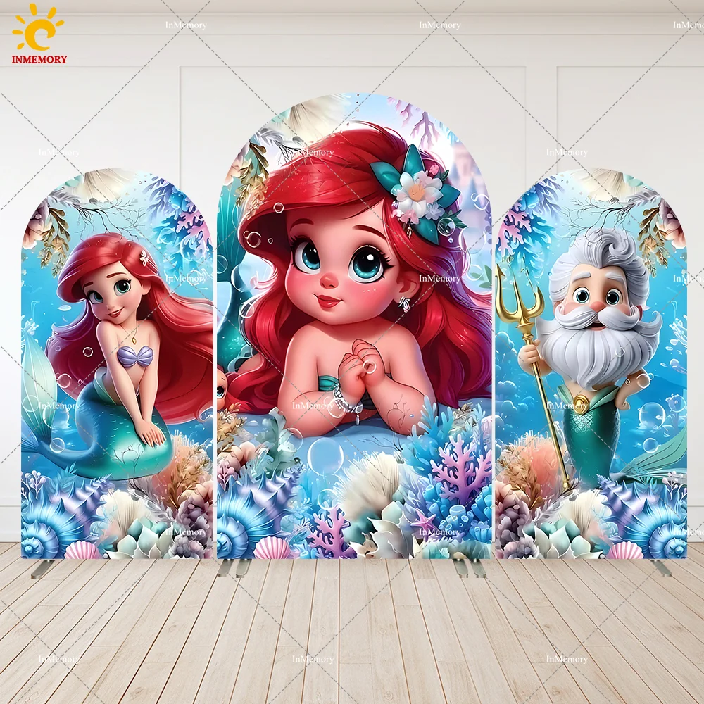 

Princess Ariel Mermaid Party Supplies Photo Background Arched Wall Disney Little Mermaid Birthday Party Chiara Arch Backdrops