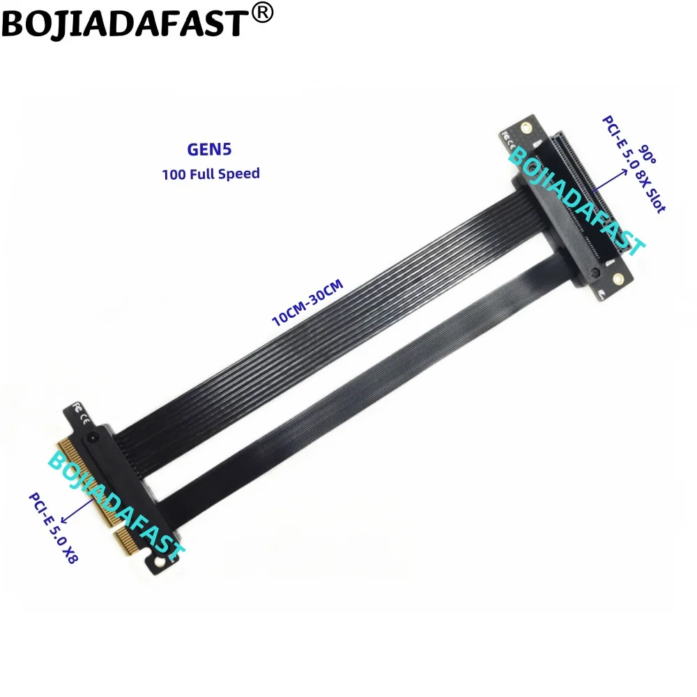 

90 Degree PCI Express GEN5 PCI-E 5.0 8X to X8 Riser Extension Cable 10CM 15CM 20CM 25CM 30CM