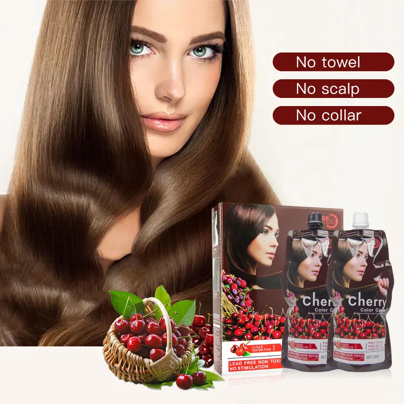 

MOKERU Natural Cherry Hair Color Dye Shampoo Hair Dye Permanent Free Shipping Hair Dye Shampoo 3 in 1 for Man and Women