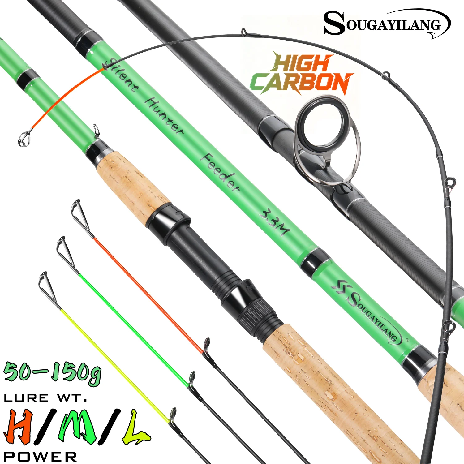 

Sougayilang Spinning Fishing Rod 3.3/3.6m Feeder L M H Power Travel Rod High Quality Cork Handle De Pesca Carp Feeder Pole