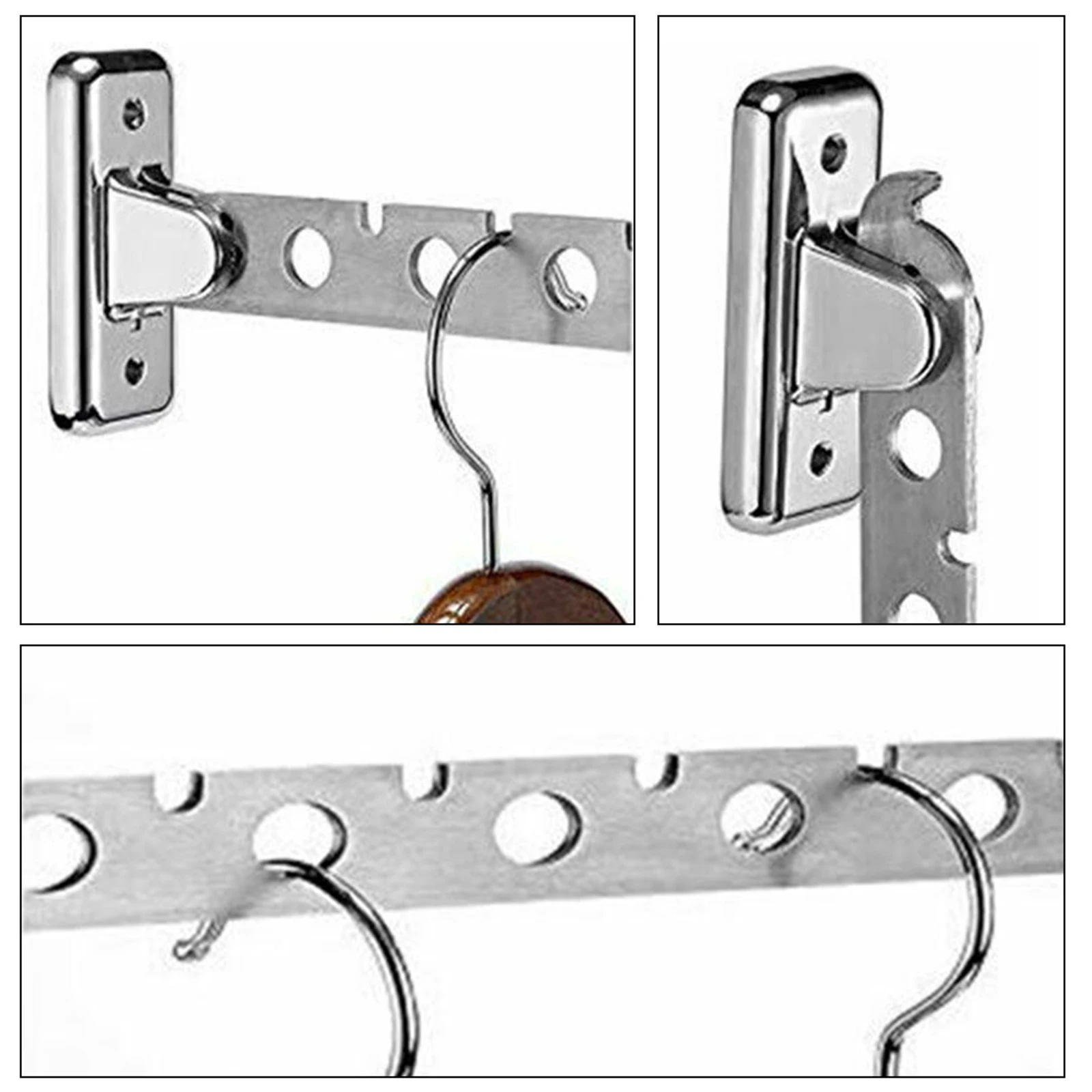 Wall Mounted Wall-Mounted Clothes Hanger New Closet Durable 10 Holes Stainless steel Folding Retractable Hook Clothes Stand view 3