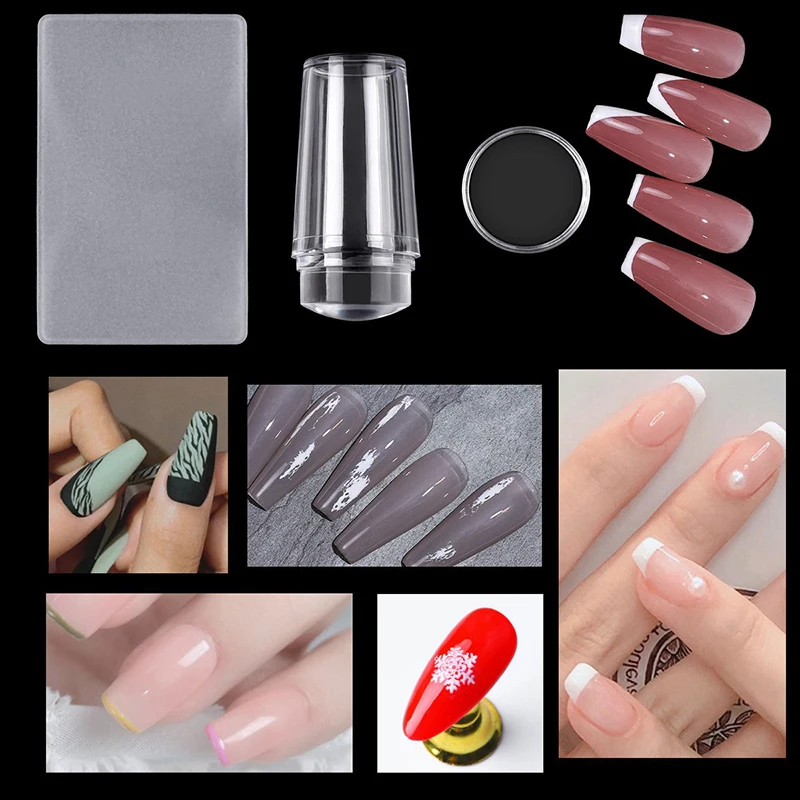 Nails Art Stamping Plates Kit French Manicure Design Plate Stamp Polish Stencil Template Seal Stamper Scraper Accessories Tools