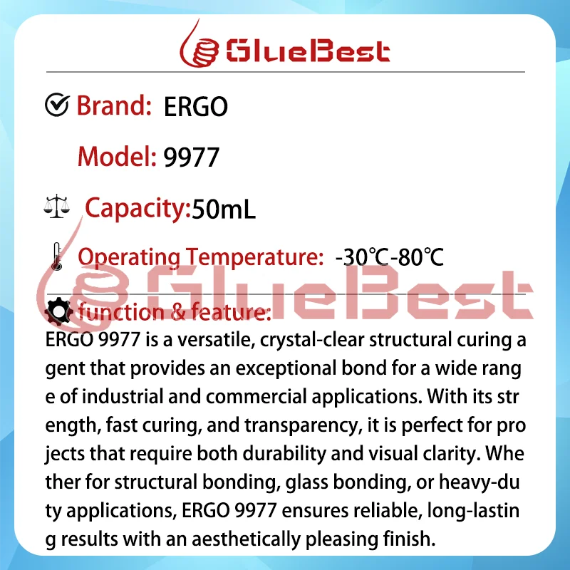 ERGO 9977 عامل معالجة هيكلي شفاف عالي القوة للربط والحماية في المنتج الأصلي الصناعي #4