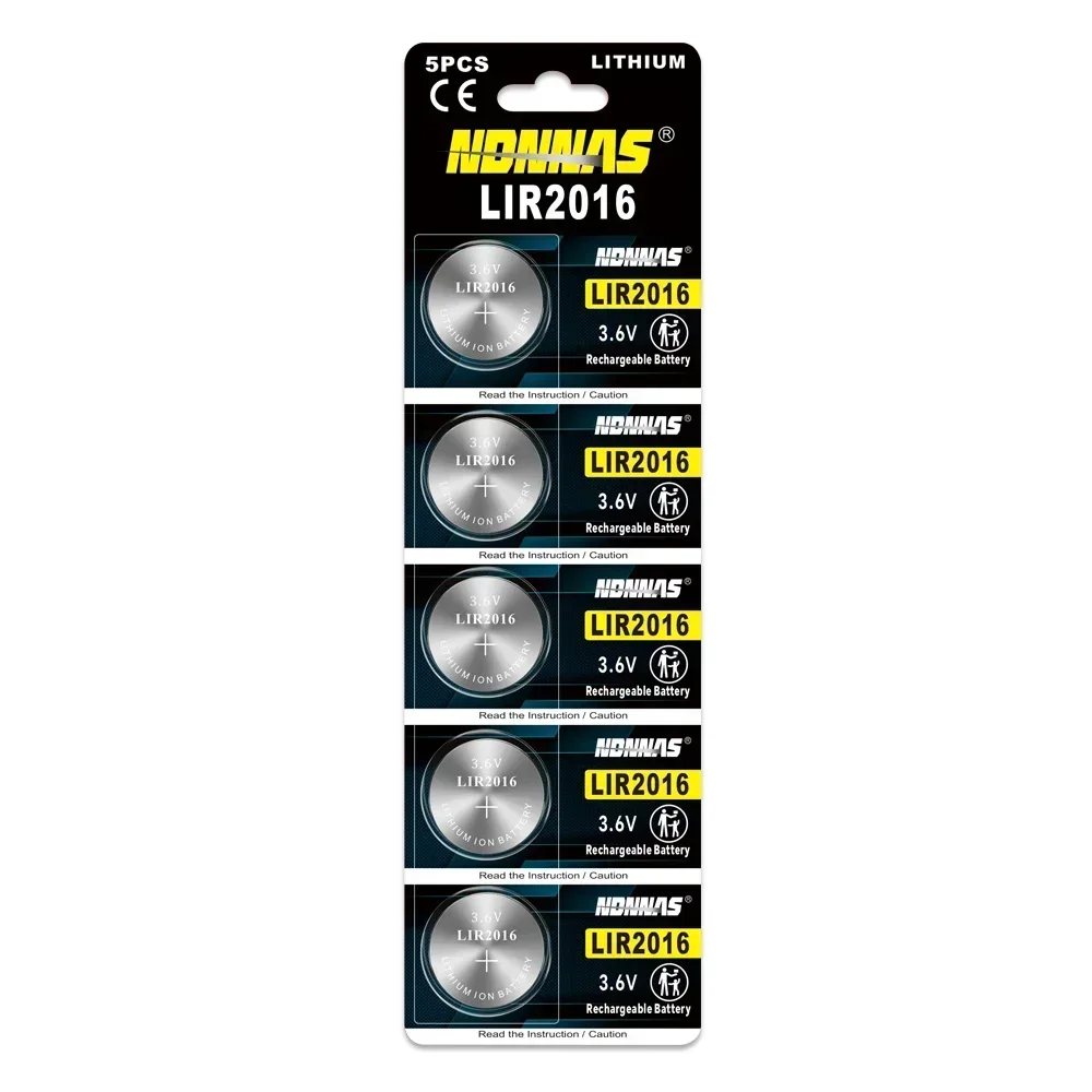 Rechargeable Lithium Button Cell Battery LIR2016 3.6V Replacement for CR2016 LM2016 For Watch Remote Control Toy