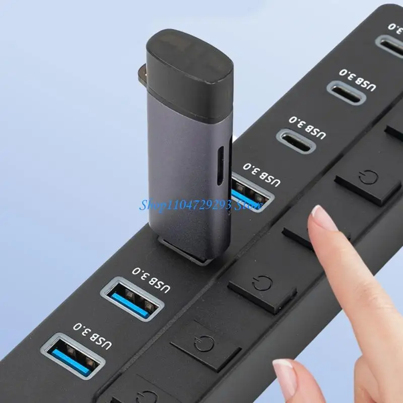 Y2GD 7 in 1 USB C Adapter 4 USB3.0 Port 5Gbps Transfer Data dengan sakelar