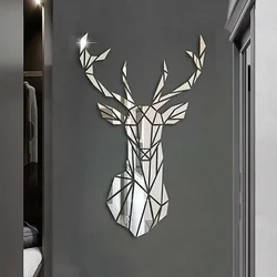 Naklejki ścienne 3D Mirror Nordic Style Acrylic Deer Head Mirror Sticker Decal Removable Mural for DIY Home Living Room Wall Decors