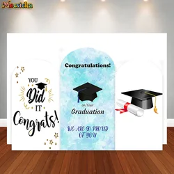Graduations Arch Wall Background Congrats Grad Photography Backdrop Bachelor Cap Graduation Stage Lights Party Decoration