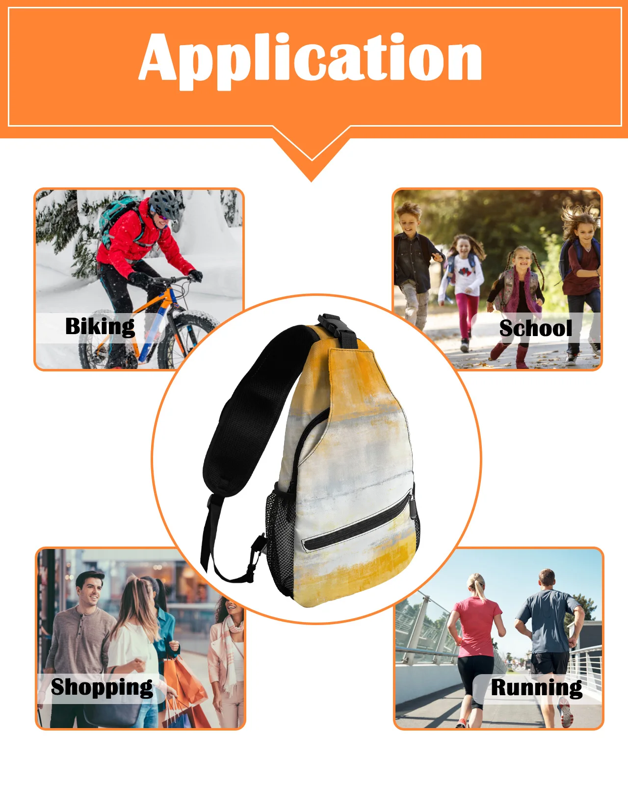 Bolsos de pecho de jengibre de arte abstracto para mujeres y hombres, bolsas de mensajero impermeables, bolso cruzado de un hombro ajustable, bolso de viaje deportivo femenino