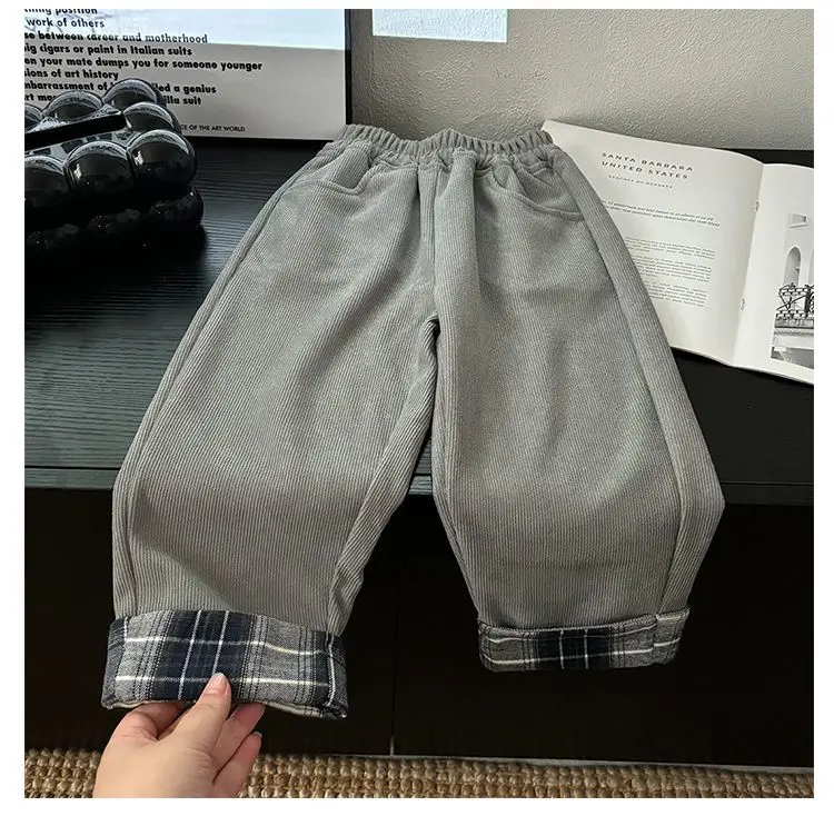 Kids Boys Plaid Stitching Pants 2025 New Arrival Children Casual Trousers Spring Autumn Pants Japanese Korean Style