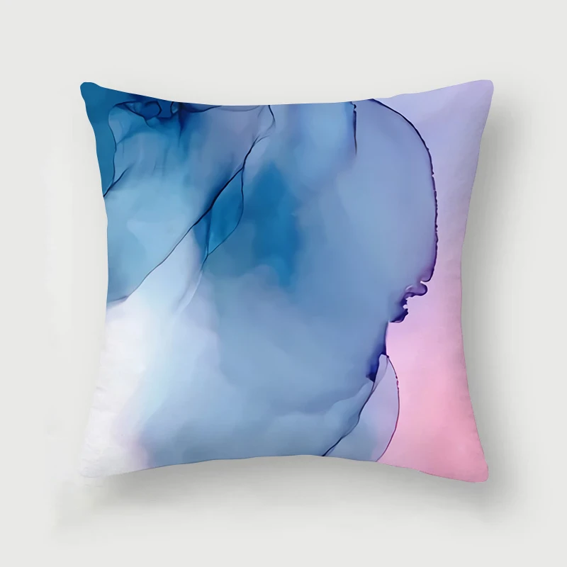 Inky Blue Marble Print Pattern Double-sided Printed pillow cover Short plush Suitable living rooms bedrooms throw cushion cover
