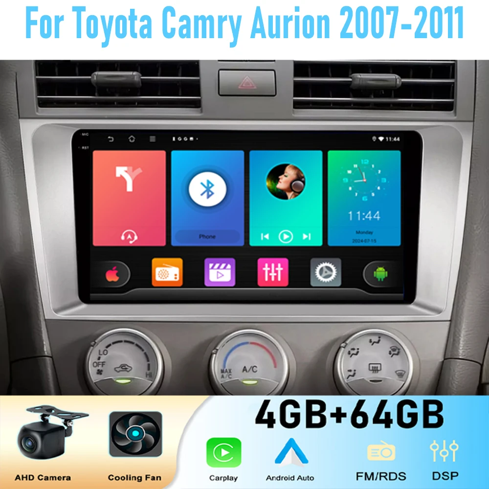 9 ''لتويوتا أوريون 2007-2011 وحدة رأس راديو السيارة نظام تحديد المواقع الوسائط المتعددة Carplay أندرويد 15 نظام الملاحة اللاسلكية الذكي #3