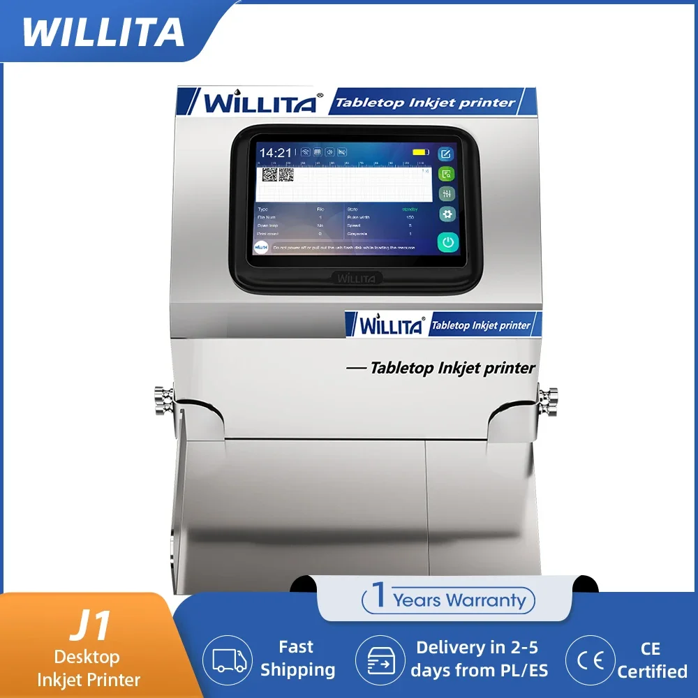 WILLITA J1 Automatic Static Coding Machine with 5-Inch Capacitive Screen All Stainless Steel Desktop Smart Printer Stock in EU