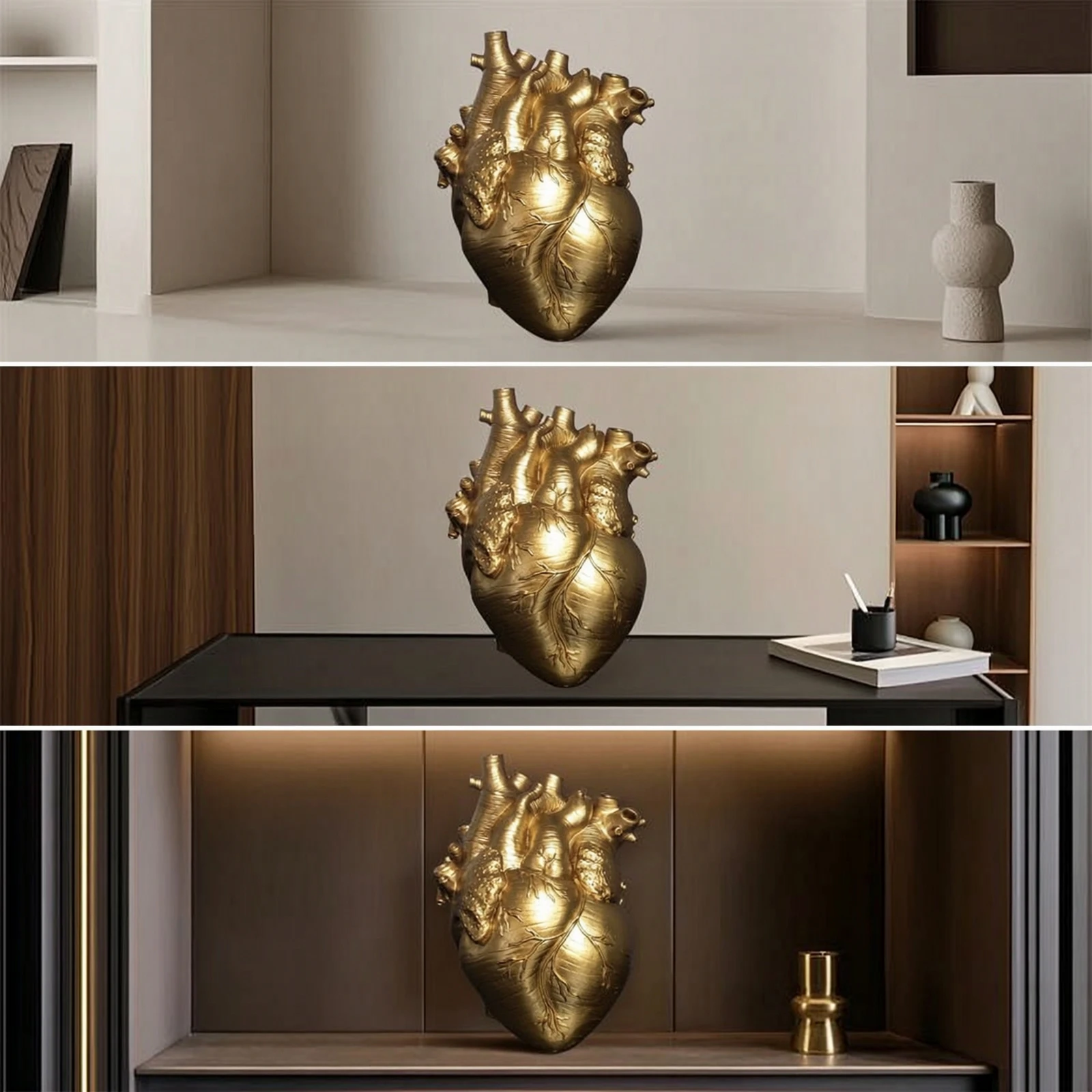 Anatomical Heart Vase Sculpted Heart Vase Ornament Realistic Vessel Tabletop for Decorators, Living Room, Dining Table