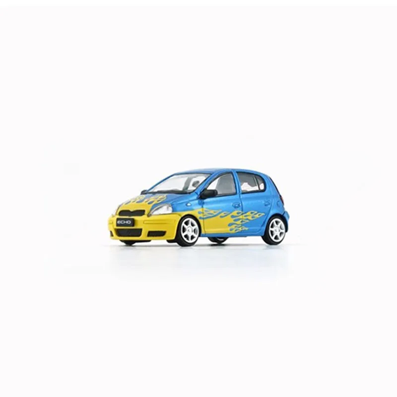 BM Creations 1:64 1998 Yaris Echo Vitz Blue LHD Diecast Alloy Toy Cars 64B0383 Simulation Model In Stock