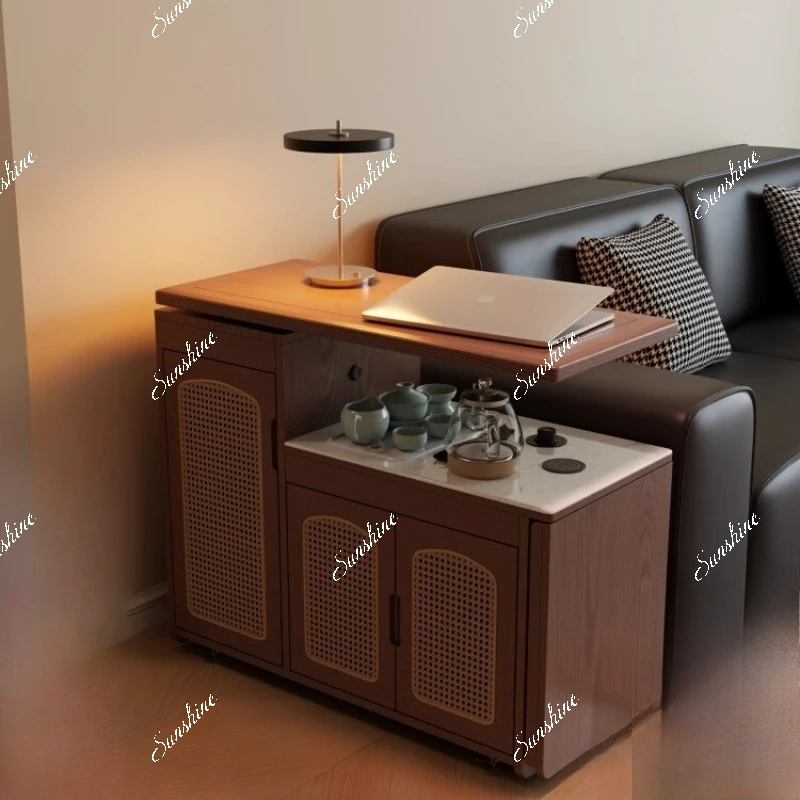 Household solid wood tea table rock slab kettle integrated embedded