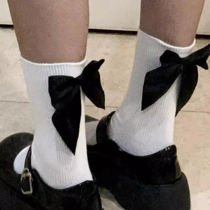Women Jk Bow Socks Spring White Japanese Cute Kawaii Sweet Style Lolita Bowknot Female Short Crew Socks Girl Gift Soks